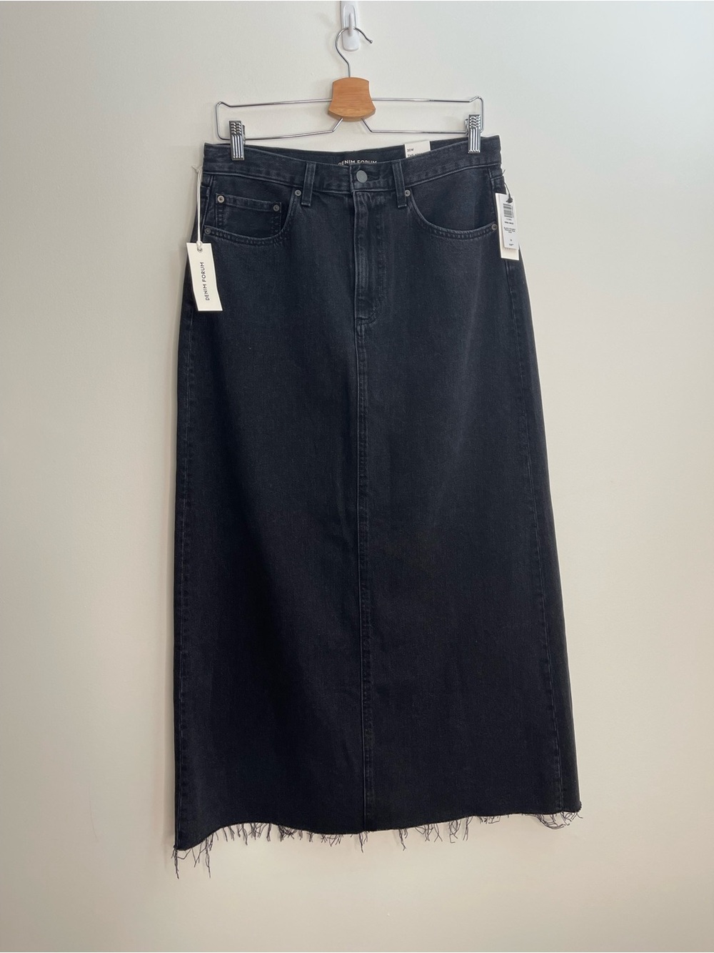 Denim Forum Aritzia Nina Maxi Midi Long Black Denim Skirt High Rise 90s Festival